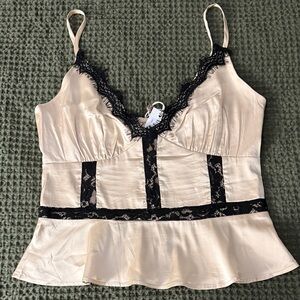 Heartloom Cream and Black Lace Camisole
